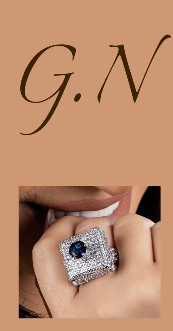 خواتم. ماركه Gn. مطلي ذهب إيطالي. مطعم  باحجار  الزيركون. وكريستال ملون. مكفول